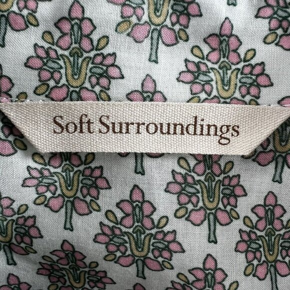 Soft Surroundings XL Womens Sky Blue Paisley Pleated Tabitha Tunic Boho Peasant - Picture 9 of 15